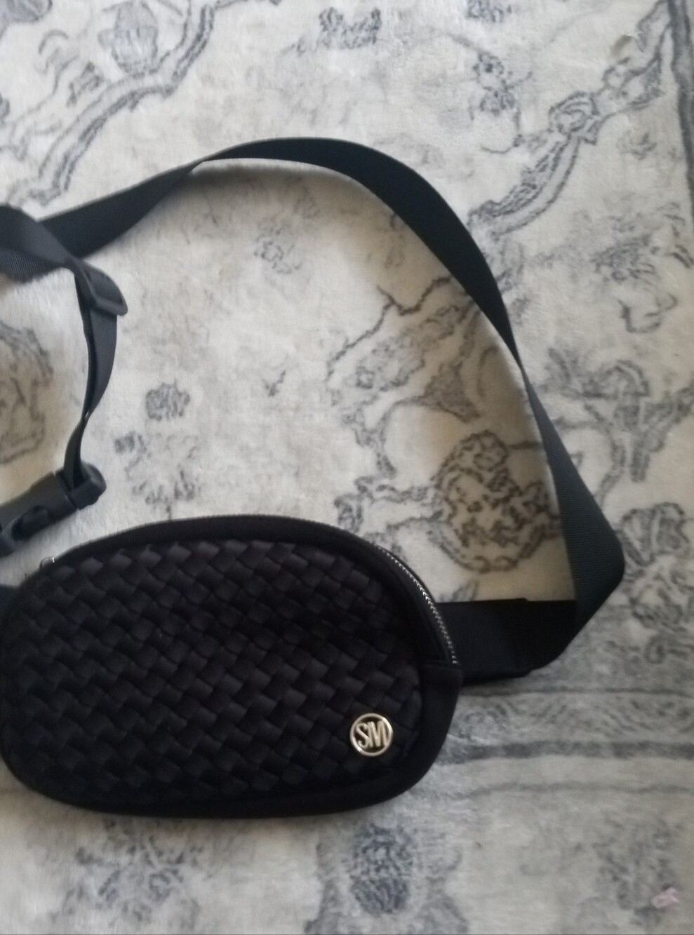 Black Woven Belt Bag with SM Logo